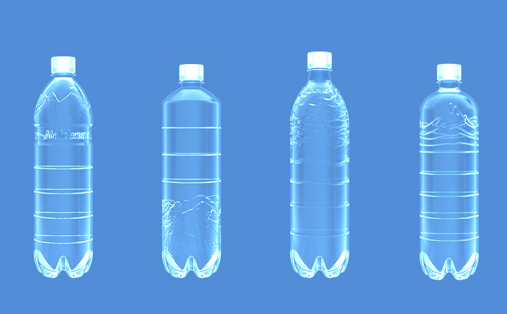 Adelholzener Mineralwasser Flaschen-Varianten mit Glow rechts