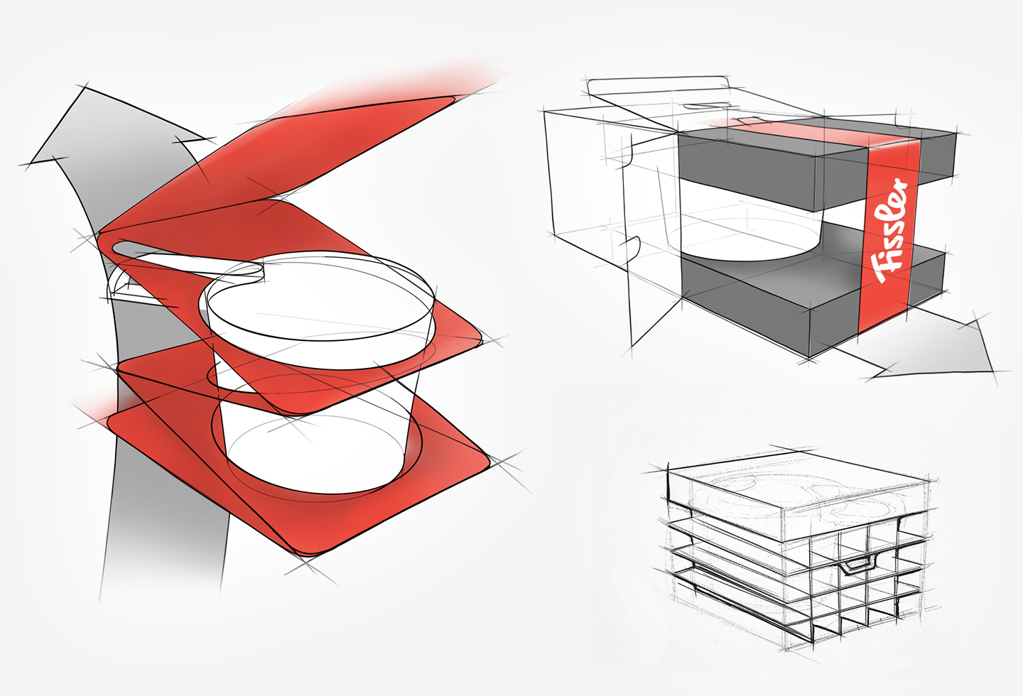 Fissler Verpackung Entwurfs-Skizzen Marker