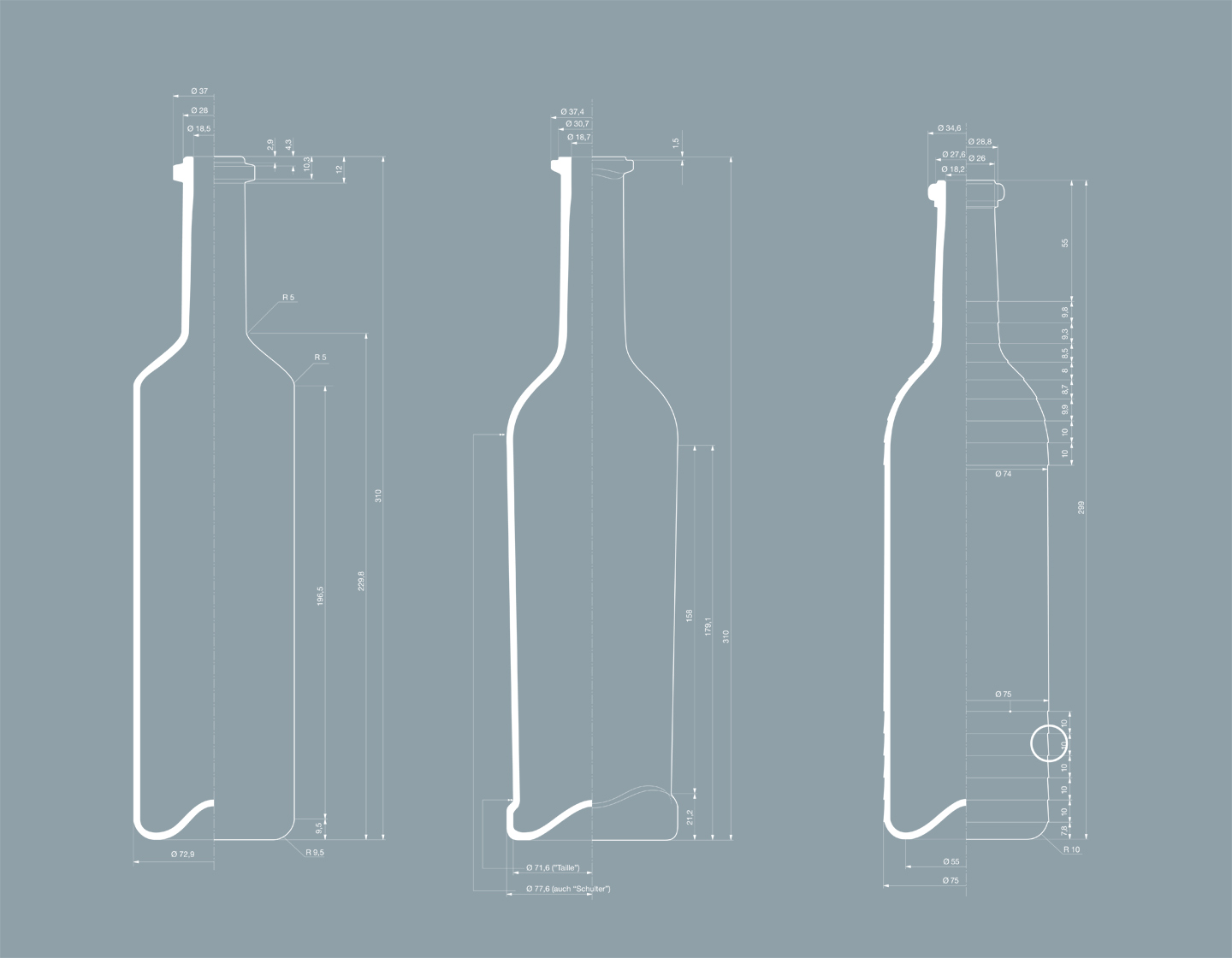 blanchet wein glas bottle design